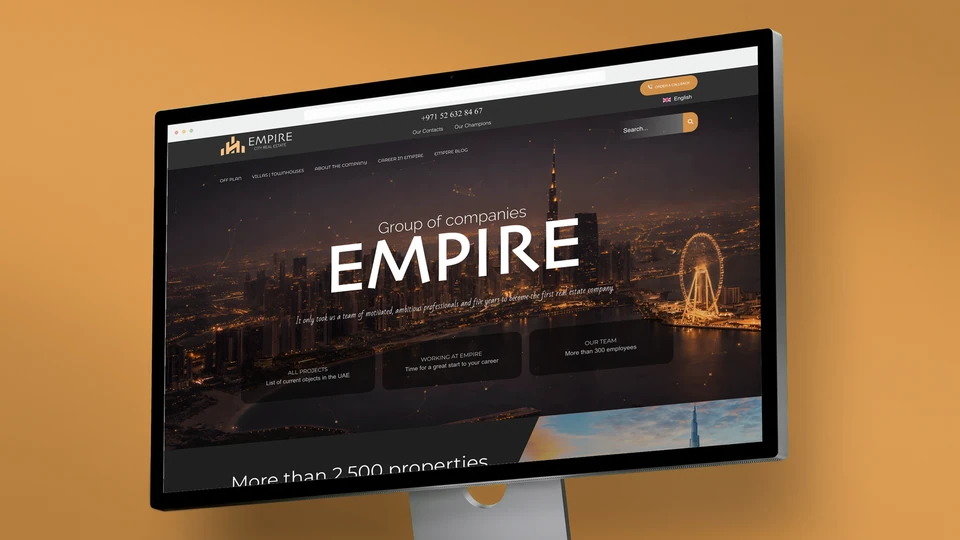 Empire City’s Dubai real estate website on a freestanding aluminium display